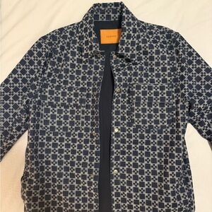 Sandro Men's Navy Checkered Button Down Shirt